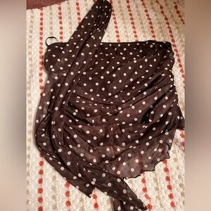 Brown Polka Dot tube top with scarf